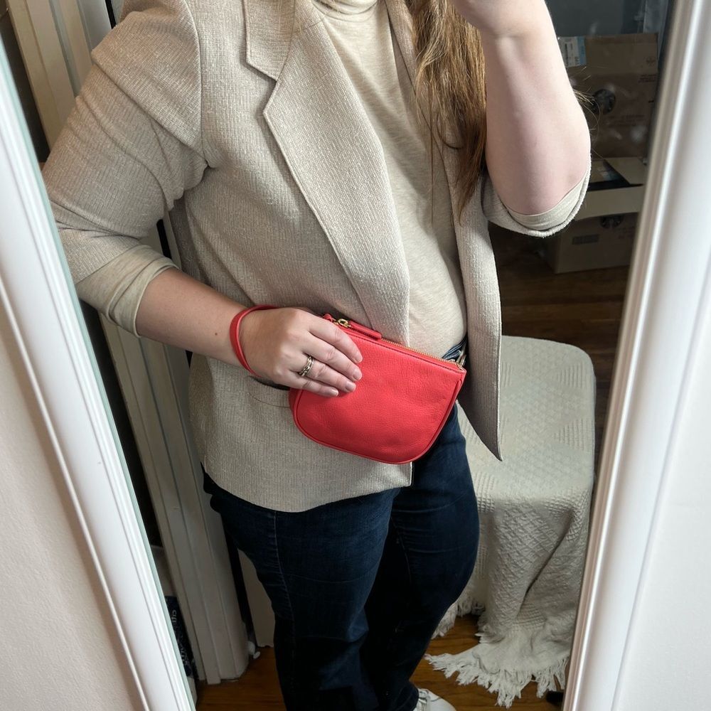 Talbots Coral Red Pebbled Leather Wristlet Clutch Handbag NWT - Picture 8 of 9
